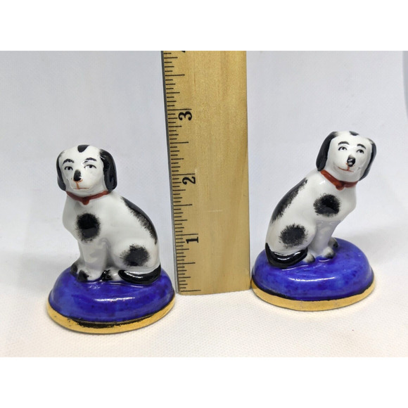 RARE Sitzendorf Germany Spaniel Dog Figurines Pair Staffordshire Style VTG 2.5" - Picture 9 of 10